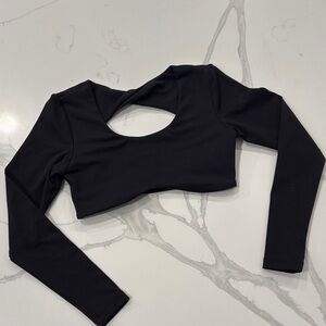 Honey cut dance brand Black Cutout Long Sleeve Crop Top